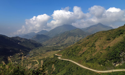 Fototapeta na wymiar mountain landscape on panoramic view