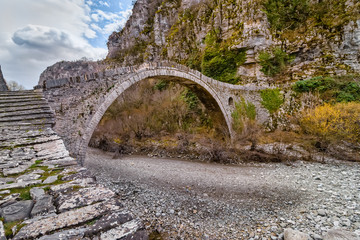 Fototapeta na wymiar Kokkoris bridge.Old stone bridge,Greece.