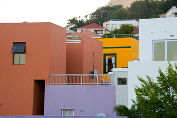 colorful houses in famous bo-kaap district of cape town, south africa