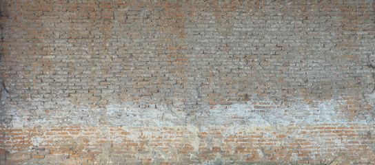 Old red brick wall texture wide panorama background.