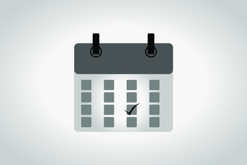 Calendar vector icon with a designated day on gray background. Concept.