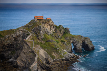 Fototapeta na wymiar Incredible view of the island of Gastelugache. Basque country. Northern spain