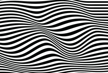 Abstract vector waves from curves of black lines on a white background. Modern monochrome vector background