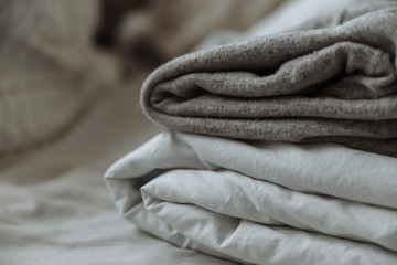folded gray bedding fabrik cotton