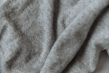 folds of grey wool close up