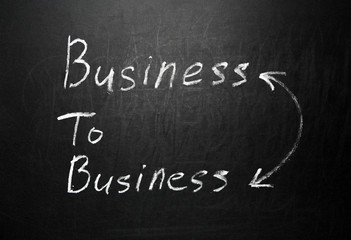 Business to business sign written with chalk on blackboard