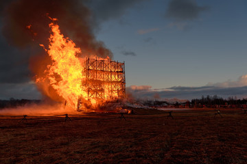 Building in inferno of flames