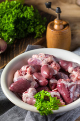 Fresh raw chicken hearts