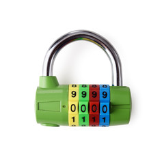 Lock with code isolated on white