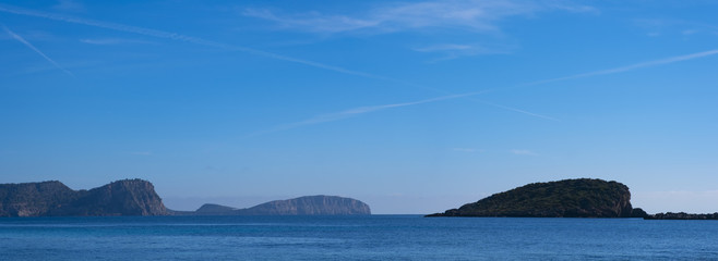 views from the beach and the port of Es Canar, island of Ibiza, Baleares