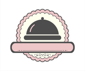 Elegant Restaurant and cafe with cloche icon