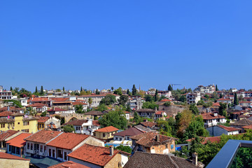 Fototapeta na wymiar urban landscape on old city of turkish antalya with hot summer day with blue sky