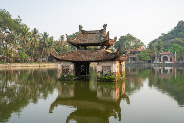 Floating temple in Thay Pagoda or Chua Thay, one of the oldest Buddhist pagodas in Vietnam, in Quoc Oai district, Hanoi