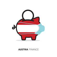 Austria healthcare cost. Piggy bank wearing a protective face mask