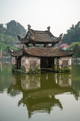 Floating temple in Thay Pagoda or Chua Thay, one of the oldest Buddhist pagodas in Vietnam, in Quoc Oai district, Hanoi