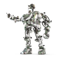 humanoider Roboter zeigt etwas