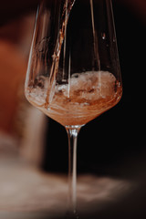 White and rose wine close up view glass and carafe wine. 