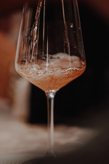 White and rose wine close up view glass and carafe wine. 