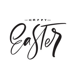 Happy Easter vintage vector calligraphy text. Christian hand drawn lettering poster for Easter. Modern handwritten brush type isolated for poster, t-shirt, banner, logo