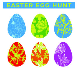  Colorful eggs illustration. Easter egg hunt. 