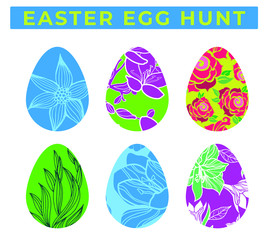  Colorful eggs illustration. Easter egg hunt. 