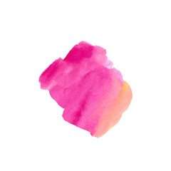 Watercolor abstraction with pink, peach, yellow. Gradient with spots, transition and splash.