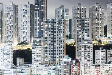 Hong Kong Hochhäuser bei Nacht 