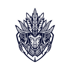 Obraz premium Tribe tribal mascot logo. Vector illustration