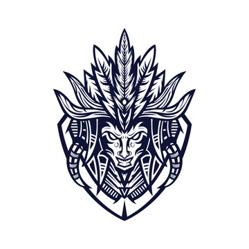 Tribe tribal mascot logo. Vector illustration