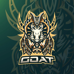 Goat esport gaming mascot logo template for streamer team. esport logo design with modern illustration concept style for badge, emblem and tshirt printing © Guna Studio