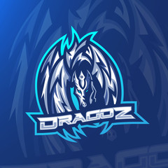 Mythological animals dragon sport esport gaming mascot logo template for streamer team © Guna Studio