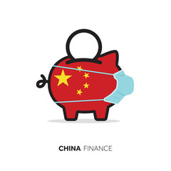 China healthcare cost. Piggy bank wearing a protective face mask