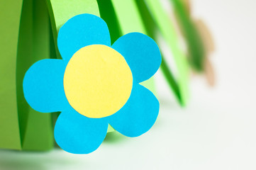 bouquet of colorful handmade spring flowers created from paper