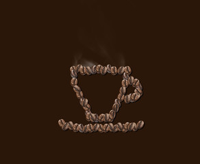 coffee cup made of coffee beans