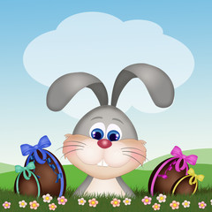Easter bunny with chocolate egg