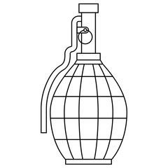 black and white flat vector icon of grenade