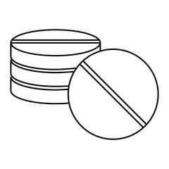 black and white vector flat icon of medicine pill