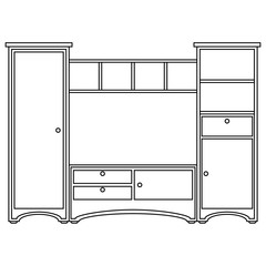 black and white flat vector icon of book cupboard