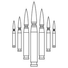 black and white flat vector icon of weapon cartridges