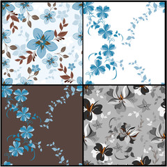 Vector spring abstract background flowers seamless pattern