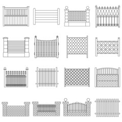 fence icons set.Simple set of fence icons