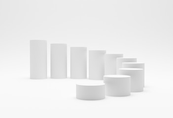 3D illustration - White cylinders curve chart increasing