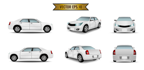 Car white isolate on the background. Ready to apply to your design. Vector illustration.