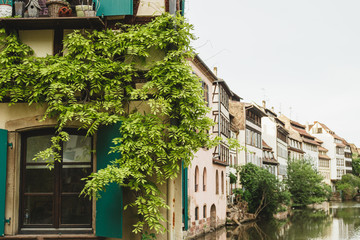 Nice details of the city of Strasbourg (France). Houses with decorated failures.