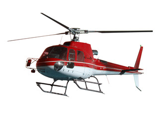 Red helicopter isolated on white