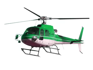 Foto op Plexiglas Helikopter Groene helikopter geïsoleerd op wit