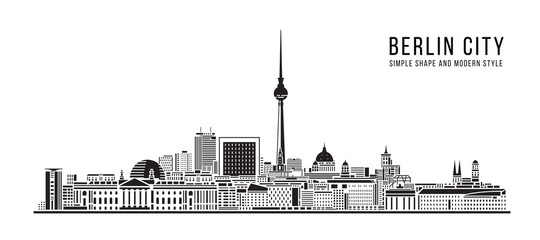 Fototapety  Cityscape Building Abstract Simple shape and modern style art Vector design - Berlin city