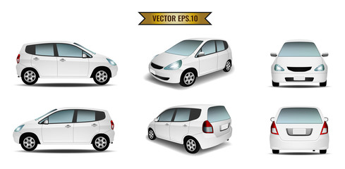 Car white isolate on the background. Ready to apply to your design. Vector illustration.