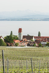 Beautiful panoramic views of Meersburg, a town in Germany, located on the shores of Lake Constance.
