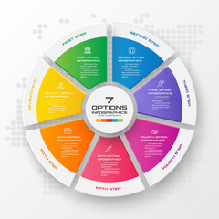 Fototapeta premium Infografika koło szablon z 7 opcjami, ilustracji wektorowych.
